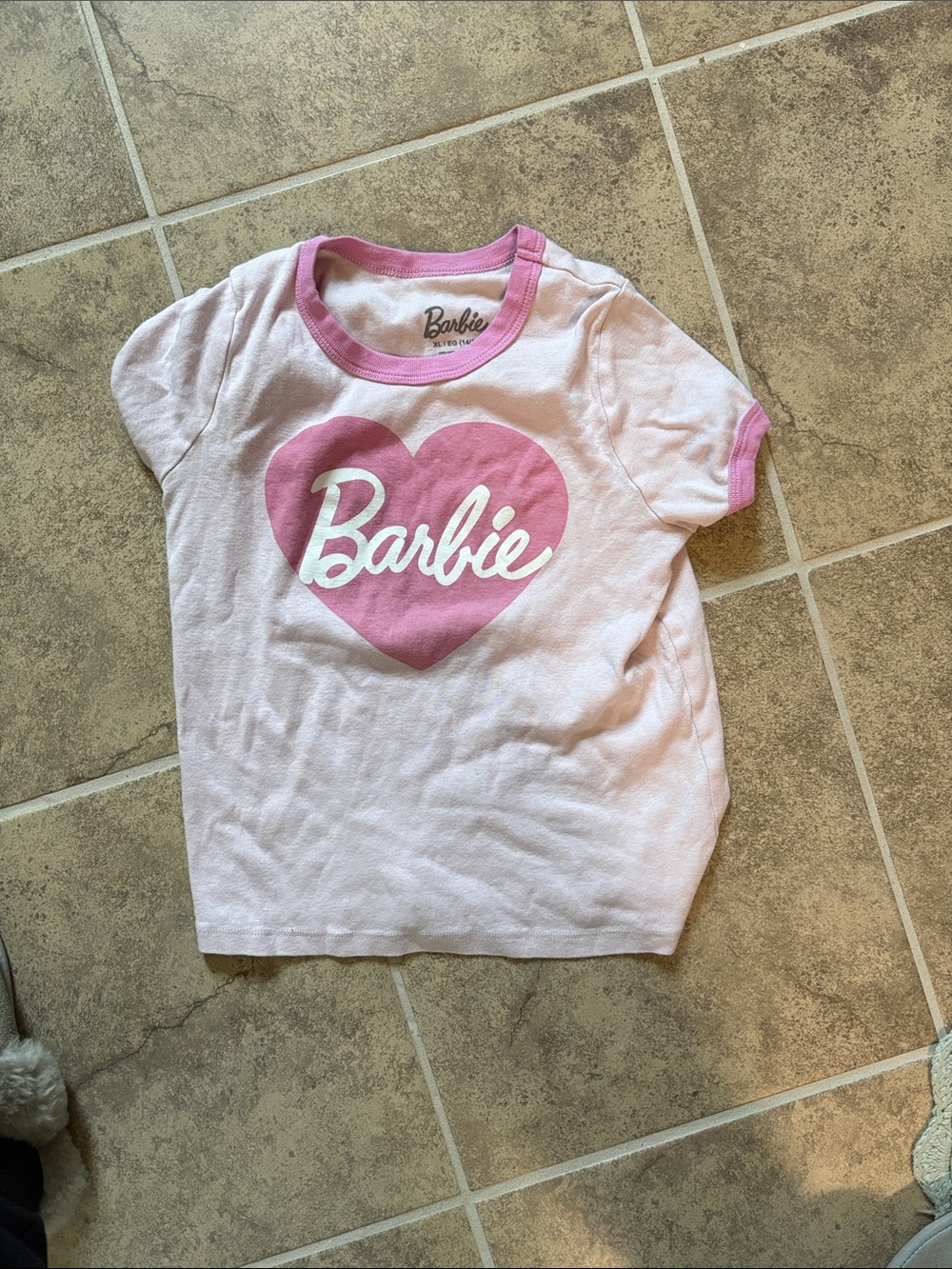 Barbie Pink Heart Graphic Tee for Kids XL